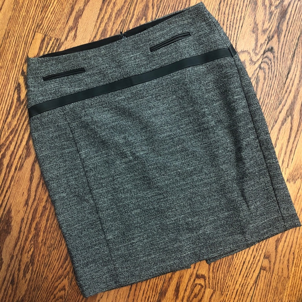 Pencil skirt with faux leather accents